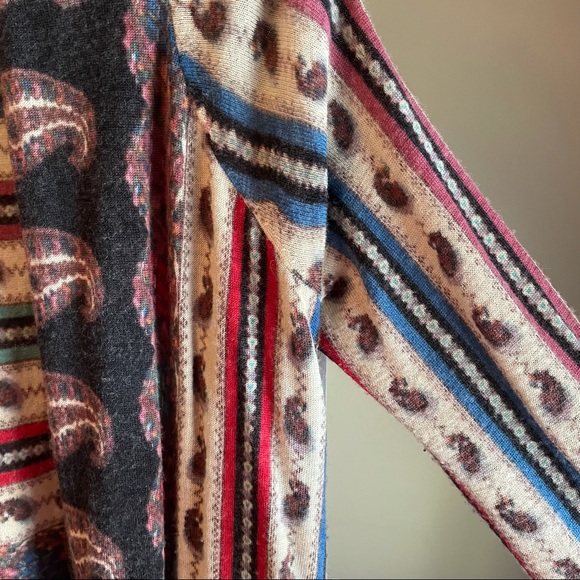 Wool Open Front Wrap with Fringe Trim - Picture 6 of 7